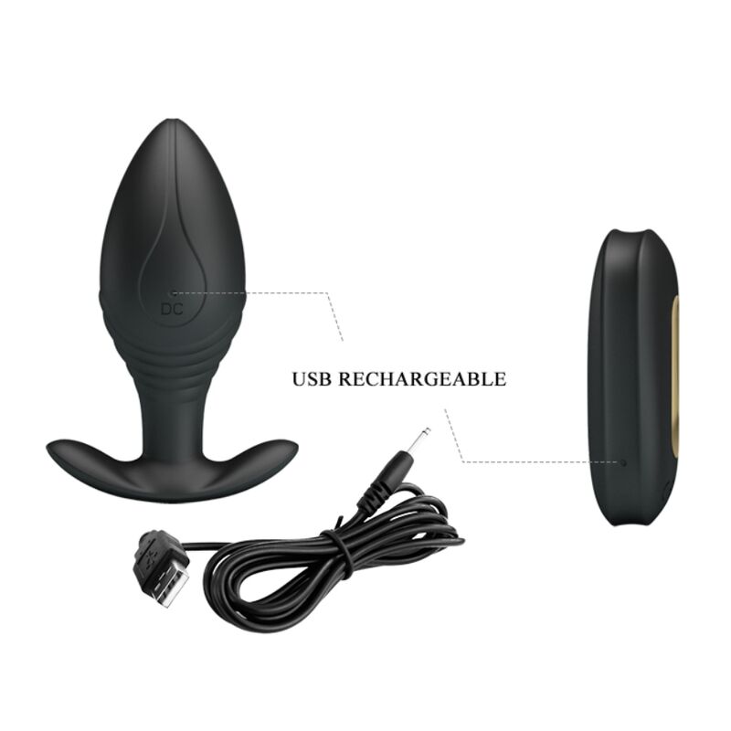 PRETTY LOVE – VIBRATEUR RECHARGEABLE REGINA ANAL PLUG NOIR
