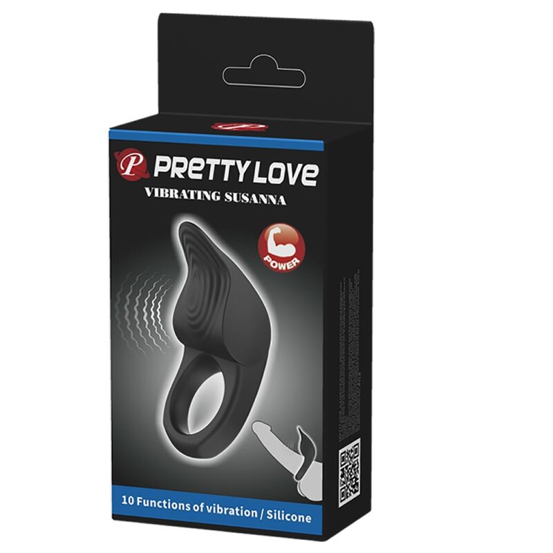 PRETTY LOVE – Susanna Vibrierender Penisring mit Sensor, Schwarz