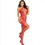 LEG AVENUE Bodystocking mit Neckholder und Herznetz, rot