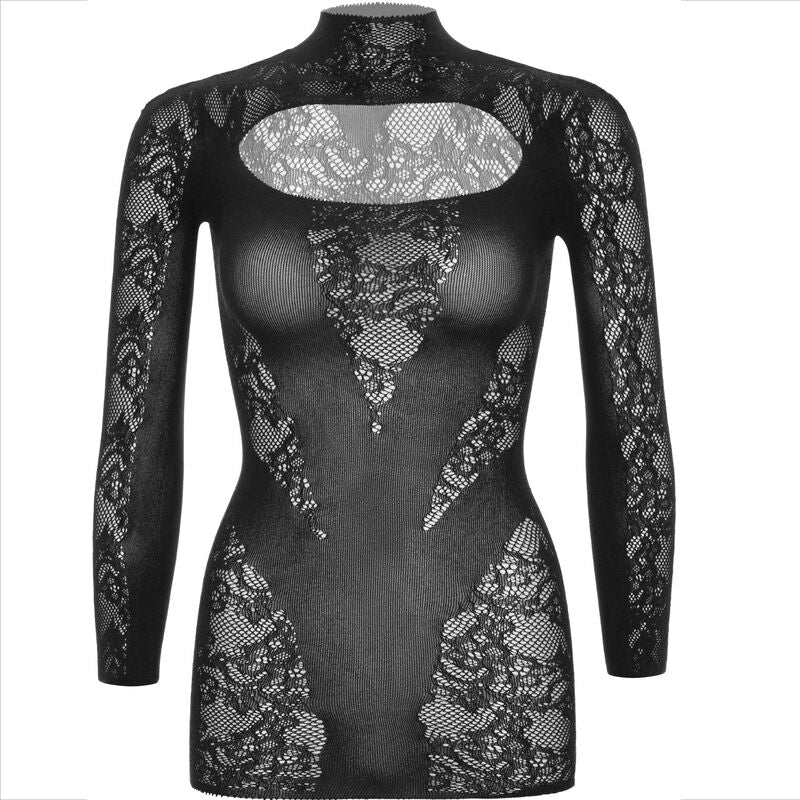 LEG AVENUE – MINI DRESS WITH LACE LONG SLEEVE BLACK