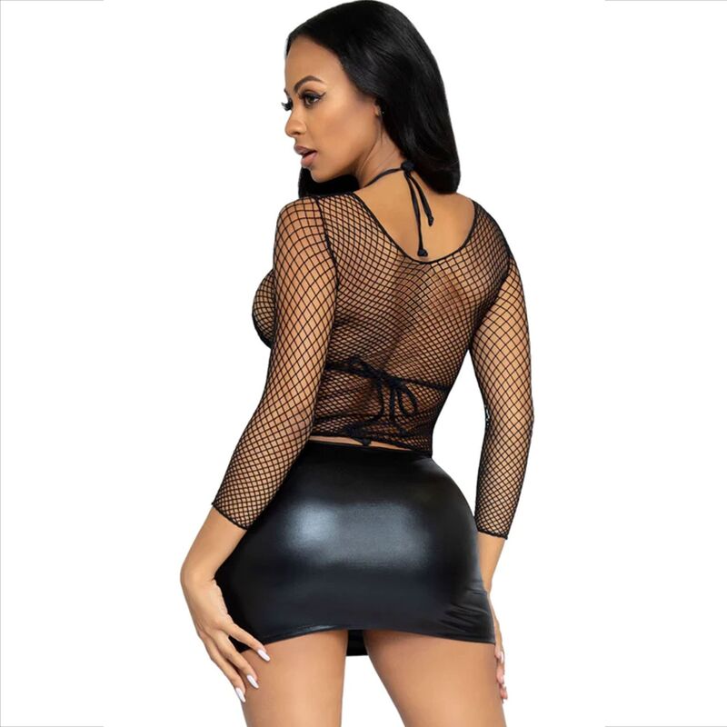 LEG AVENUE Netz-Longsleeve-Top, schwarz