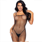 LEG AVENUE Netz-Bodystocking mit offenem Schritt