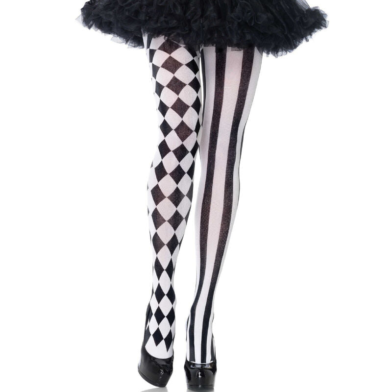 LEG AVENUE Schwarz-weisse Harlekin-Strumpfhose