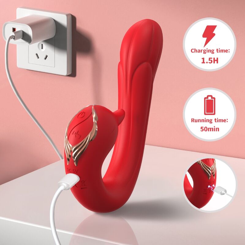 ARMONY Delfin – Multiposition-Vibrator mit Wärmeeffekt, Rot