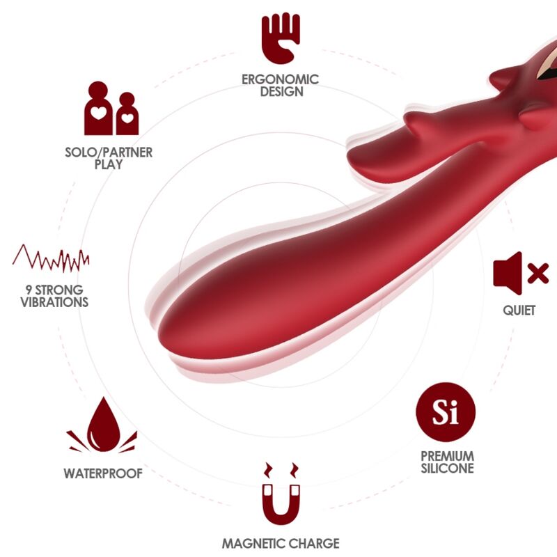 ARMONY – VIBRATORE ELK RABBIT CURVO ROSSO