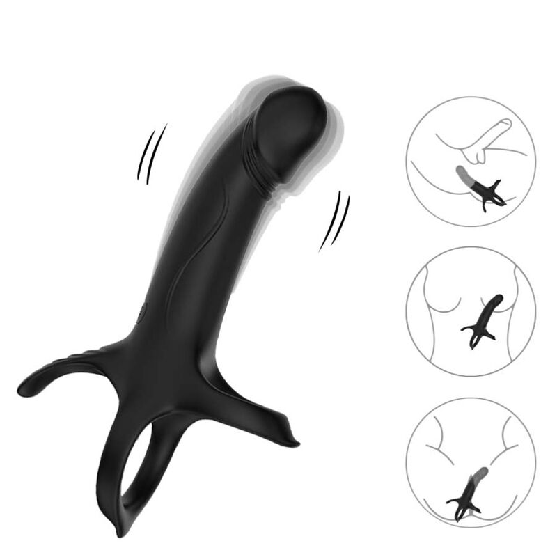 ARMONY – Dildo mit Ring und Vibrator, Fernbedienung, Schwarz