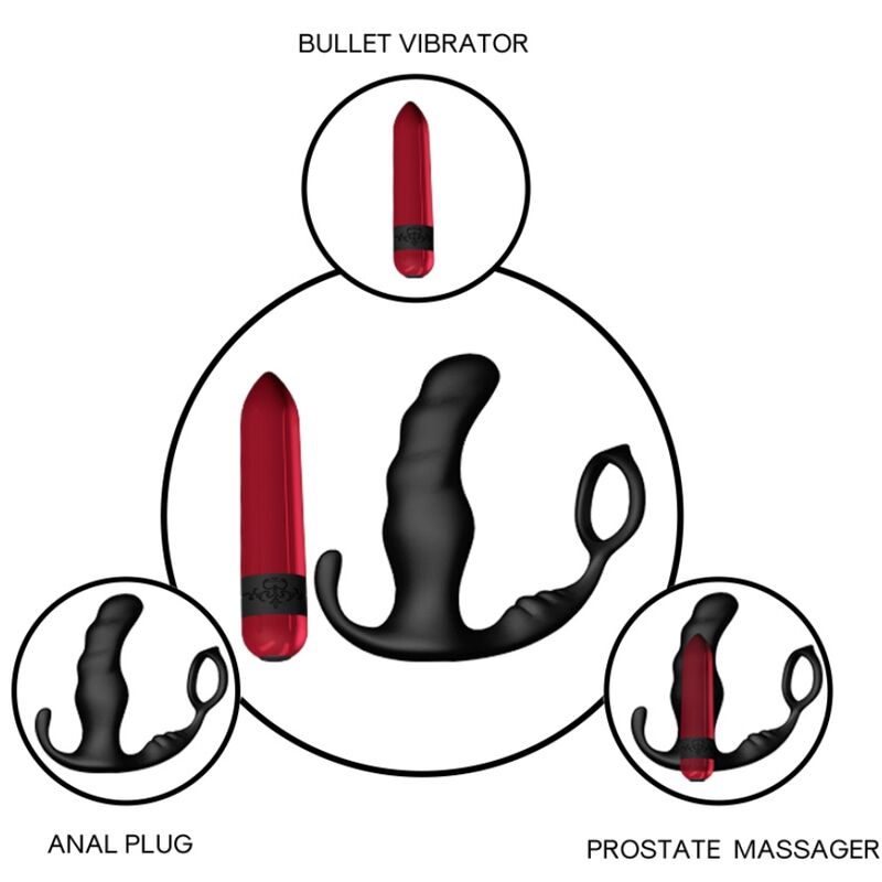 ARMONY – VIBRATORE ANALE PROSTATA KNIGHT E TELECOMANDO ANELLO NERO