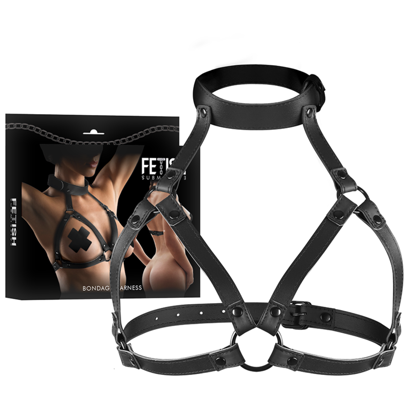 FETISH SUBMISSIVE BONDAGE – Verstellbares Brust- und Nackenfixierungsgeschirr