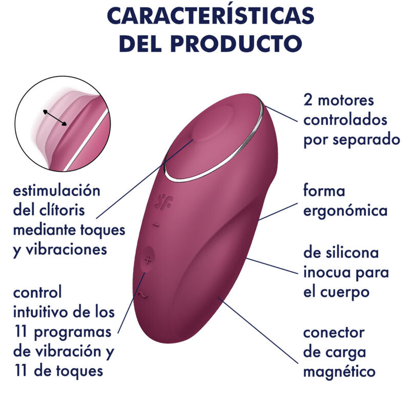 SATISFYER – TAP & CLIMAX 1 VIBRATEUR LAY-ON ROUGE
