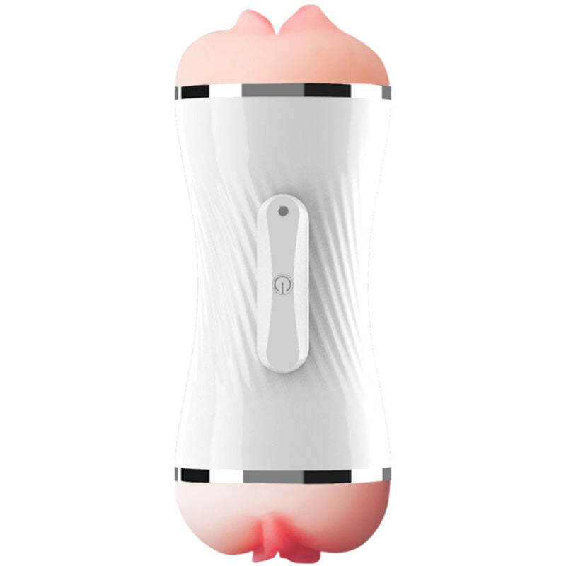 ARMONY – Masturbatore doppio vibrante con aperture vaginale e orale, bianco