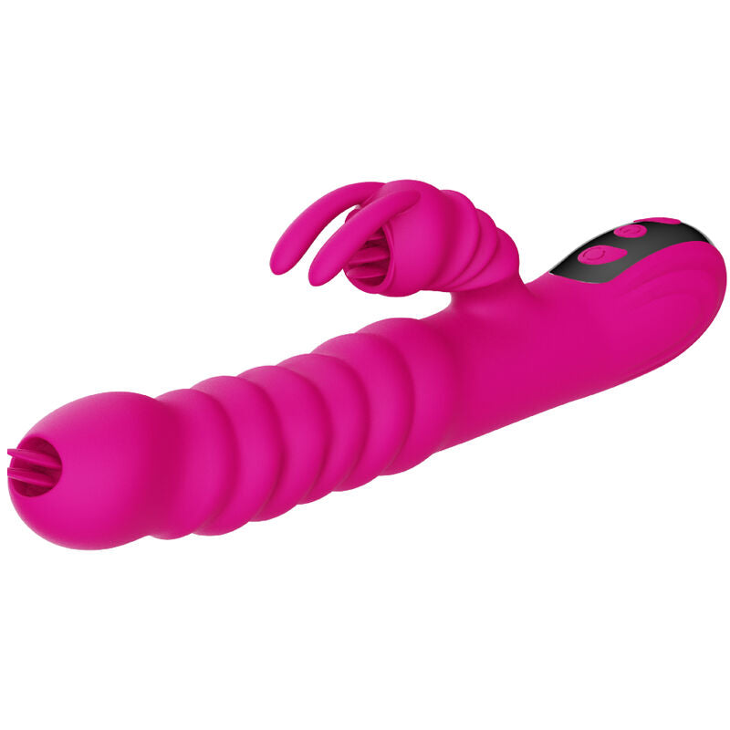 ARMONY – Heated multifunction rabbit vibrator with double tongue, fuchsia