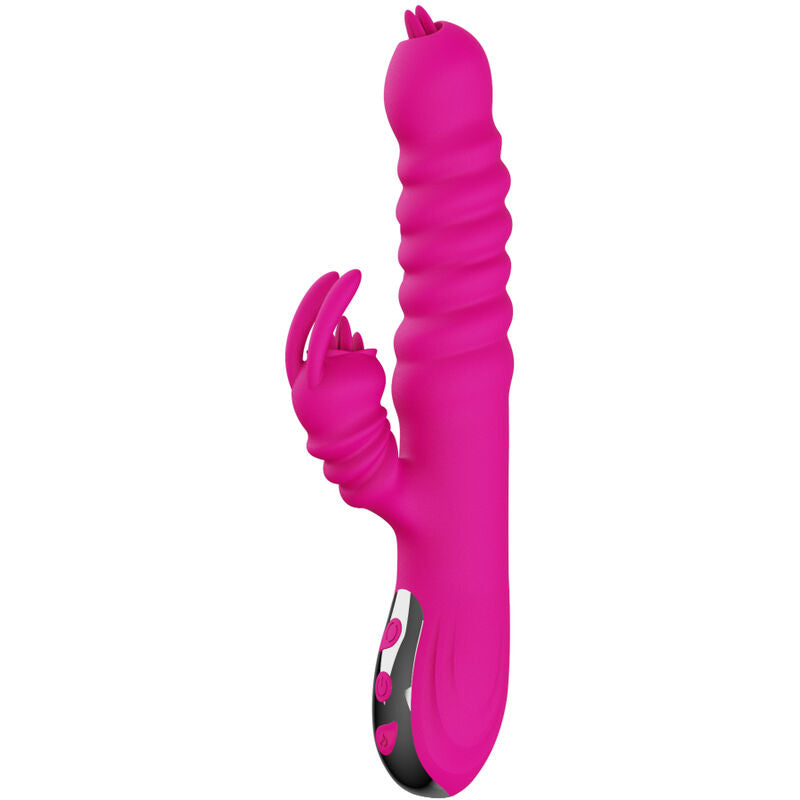 ARMONY – Heated multifunction rabbit vibrator with double tongue, fuchsia