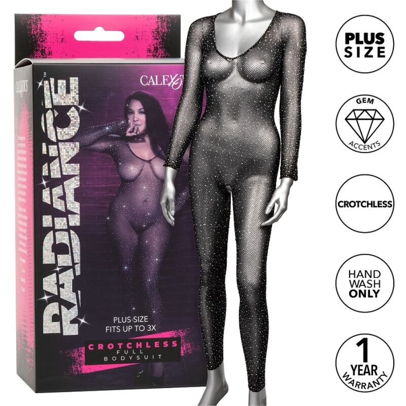 CALEXOTICS Radiance – Ganzkörper-Bodysuit ohne Schritt, mit Strass