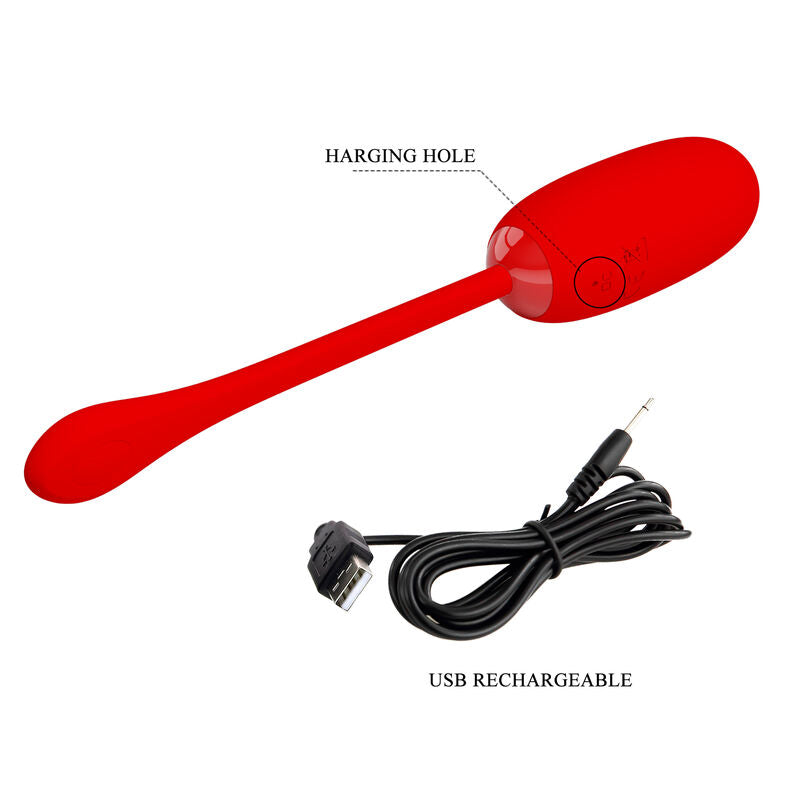 PRETTY LOVE – JULIUS WATERPROOF-RECHARGEABLE VIBRATING EGG RED