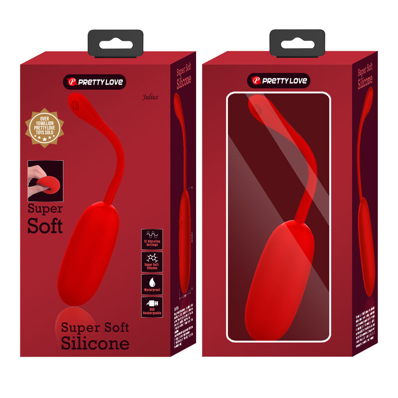 PRETTY LOVE – JULIUS WATERPROOF-RECHARGEABLE VIBRATING EGG RED
