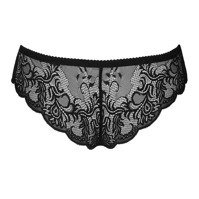 LIVCO CORSETTI Love Story – Culotte en dentelle ouverte à l’entrejambe, noire, L/XL
