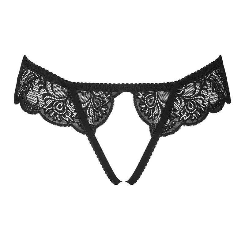 LIVCO CORSETTI Love Story – Culotte en dentelle ouverte à l’entrejambe, noire, L/XL