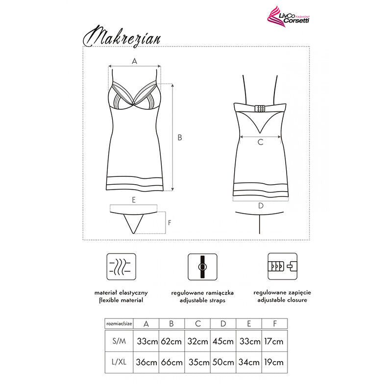 LIVCO CORSETTI Makrezian – Set aus Nachthemd und Tanga, schwarz