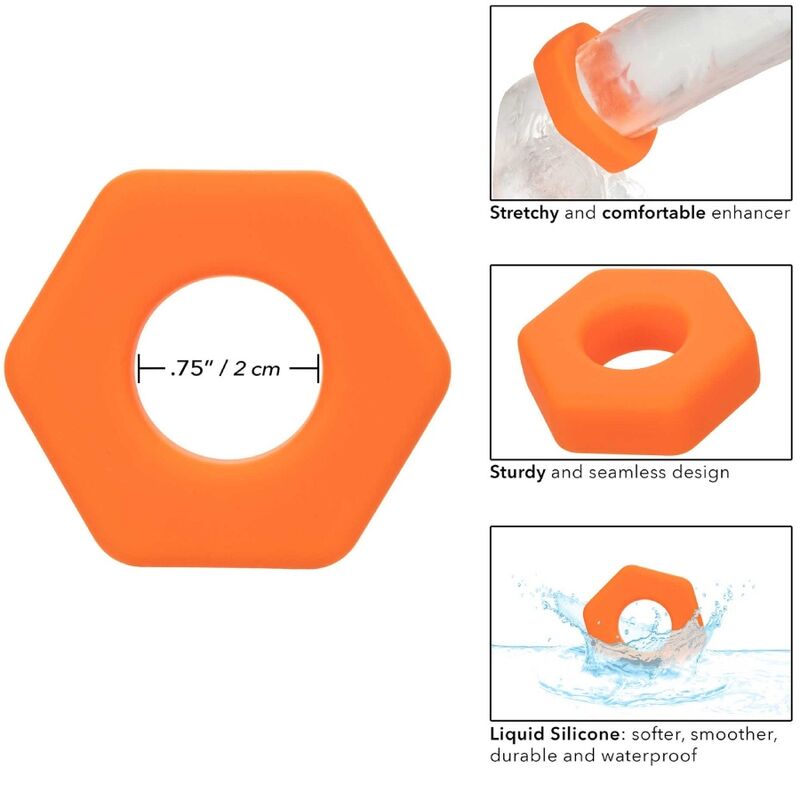 CALEXOTICS Alpha Prolong Sexagon – Penisring, orange