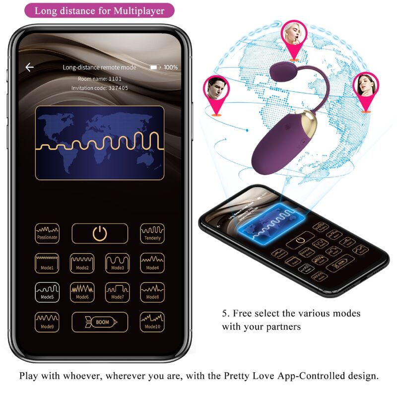 PRETTY LOVE Abner – App-gesteuerter Paarvibrator, lila