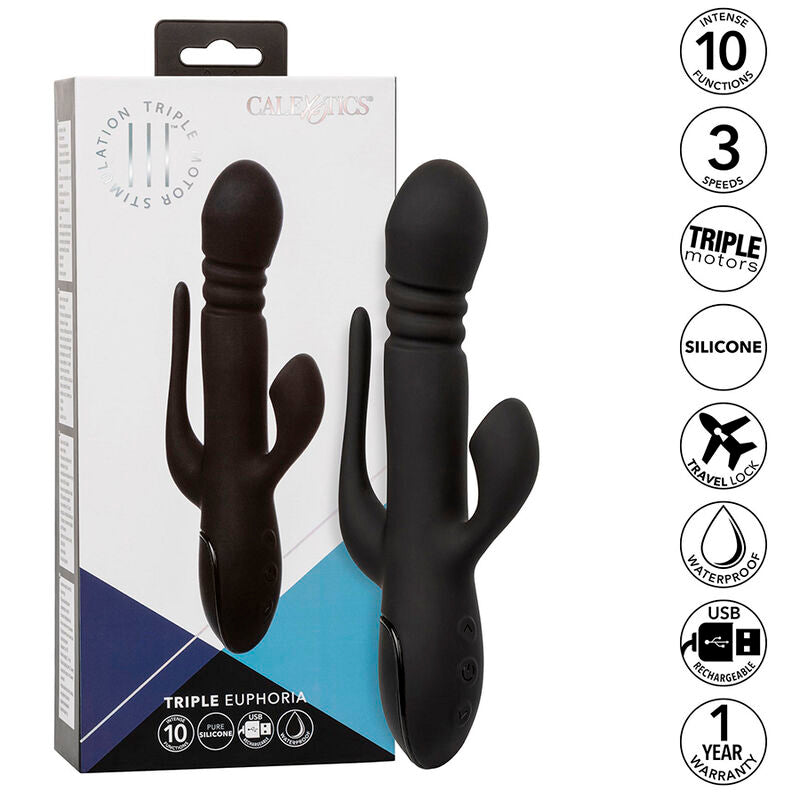 CALEXOTICS Triple Euphoria – Dreifach-Vibrator mit Klitoris-Sauger, schwarz
