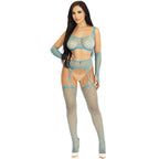 LEG AVENUE – CROP TOP STOCKINGS & GLOVES BLUE