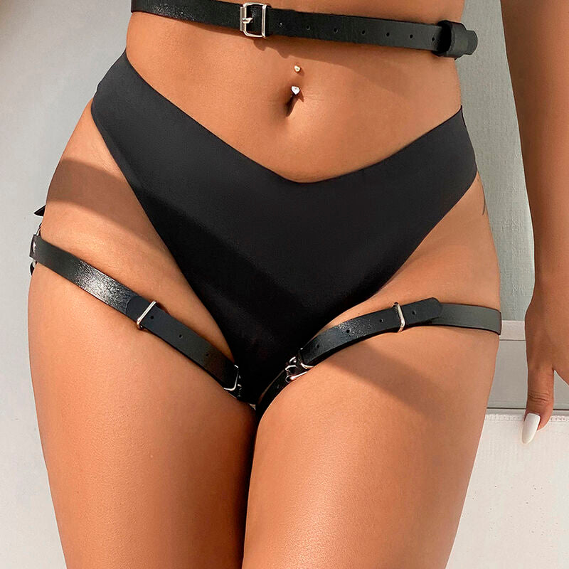 SUBBLIME – PETTORINA IN VITA E GAMBE IN PELLE NERA TAGLIA UNICA