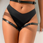 SUBBLIME – PETTORINA IN VITA E GAMBE IN PELLE NERA TAGLIA UNICA