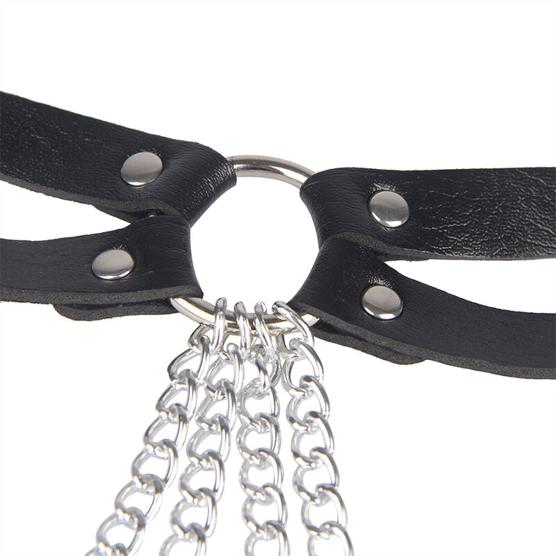 SUBBLIME – CHAINE BAGUE CUIR CEINTURE NOIR TAILLE UNIQUE