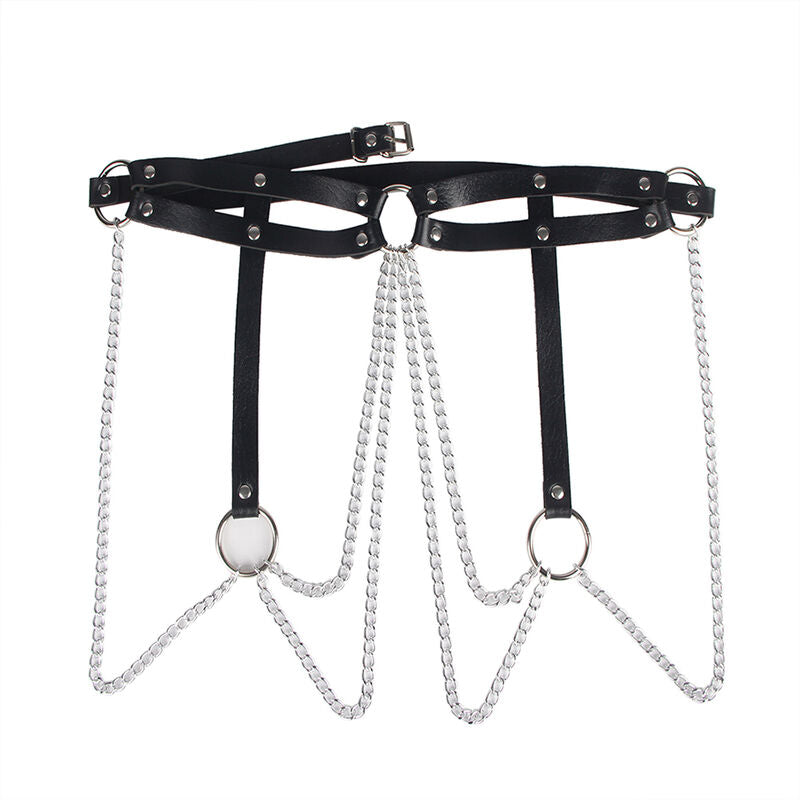 SUBBLIME – CHAINE BAGUE CUIR CEINTURE NOIR TAILLE UNIQUE