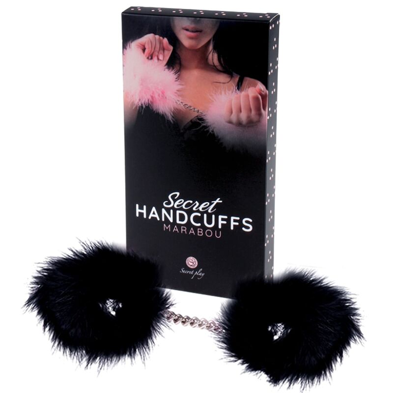 SECRET PLAY – Feder-Handschellen in Schwarz