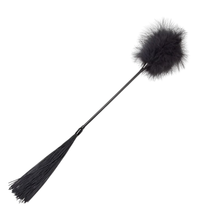 SECRET PLAY – Feder-Staubwedel mit Peitsche, Schwarz