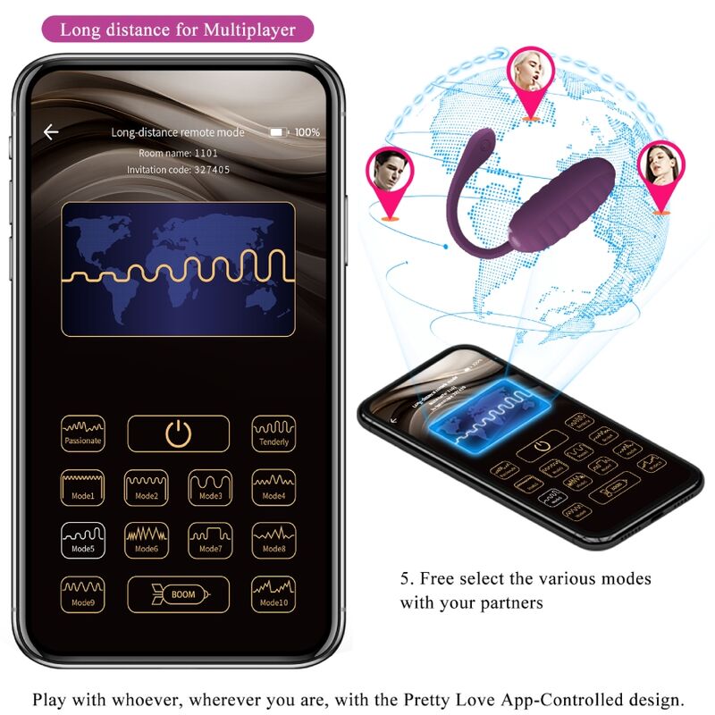 PRETTY LOVE Casper – App-gesteuertes Vibrations-Ei, lila