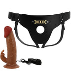 PRETTY LOVE – MARION HARNESS UNIVERSAL BRIEFS WITH VIBRATION DILDO 19 CM BROWN