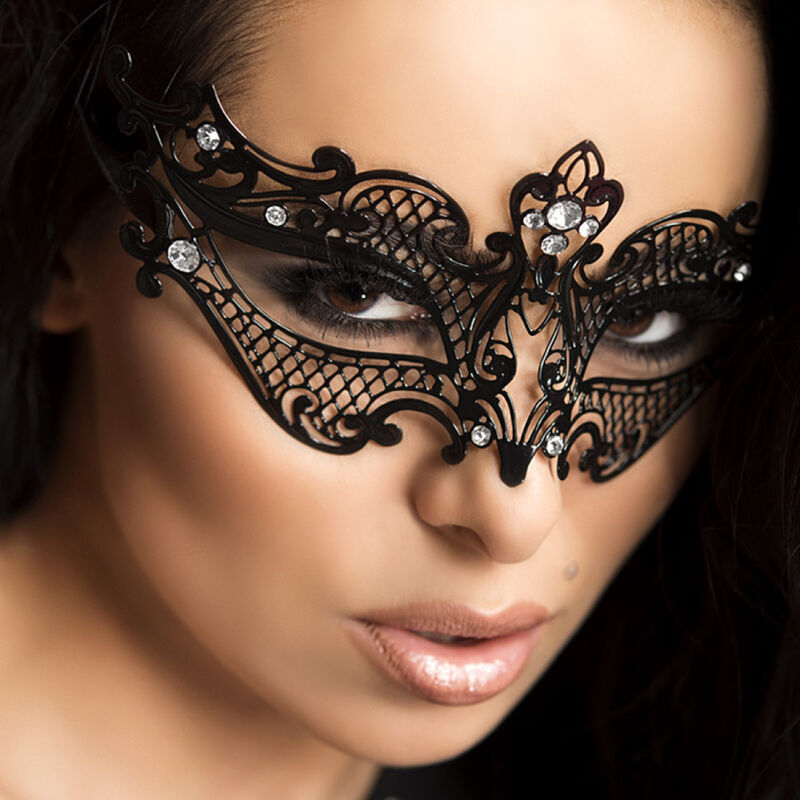 CHILIROSE CR 3755 – Maske aus Messing mit Kristallen, Schwarz