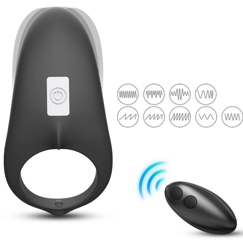 ARMONY – SHARK VIBRATOR RING FOR COUPLES REMOTE CONTROL BLACK