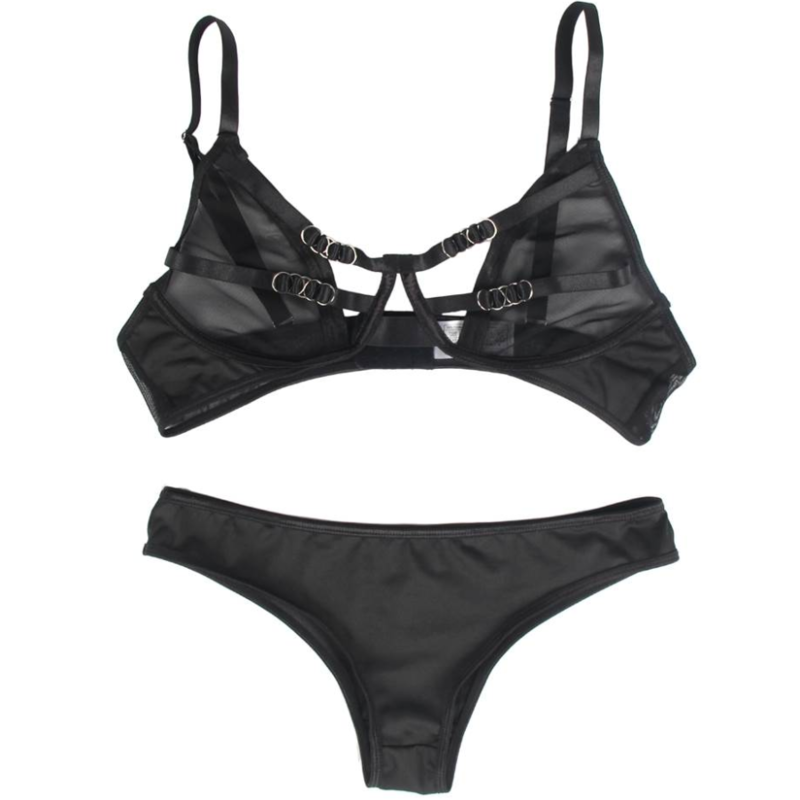 SUBBLIME – TWO PIECE SET OF TRANSPARENCY BRA AND S/M STRIPS