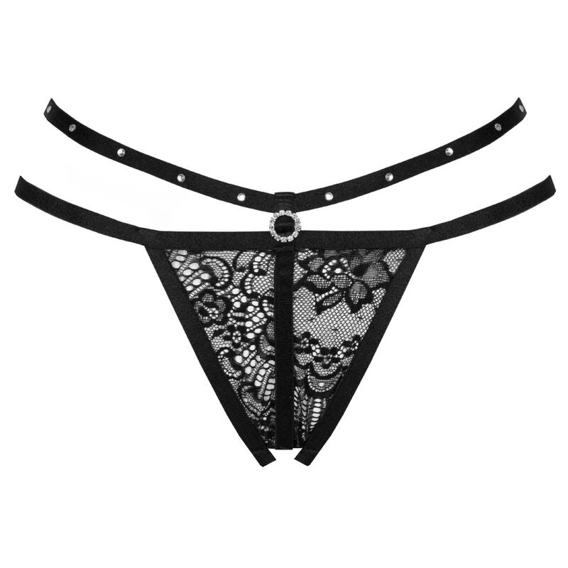 Livco Corsetti Nomade – Schrittoffener Tanga, Schwarz