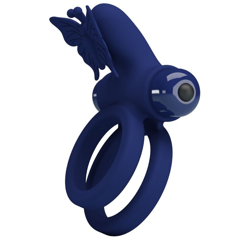 PRETTY LOVE – JAMELE DOPPIO ANELLO CON VIBRAZIONE E STIMOLATORE FARFALLA BLU