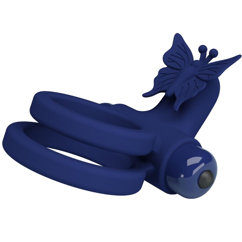 PRETTY LOVE – JAMELE DOPPIO ANELLO CON VIBRAZIONE E STIMOLATORE FARFALLA BLU