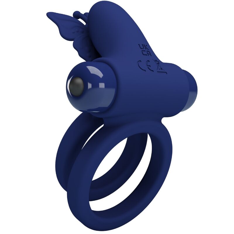 PRETTY LOVE – JAMELE DOPPIO ANELLO CON VIBRAZIONE E STIMOLATORE FARFALLA BLU