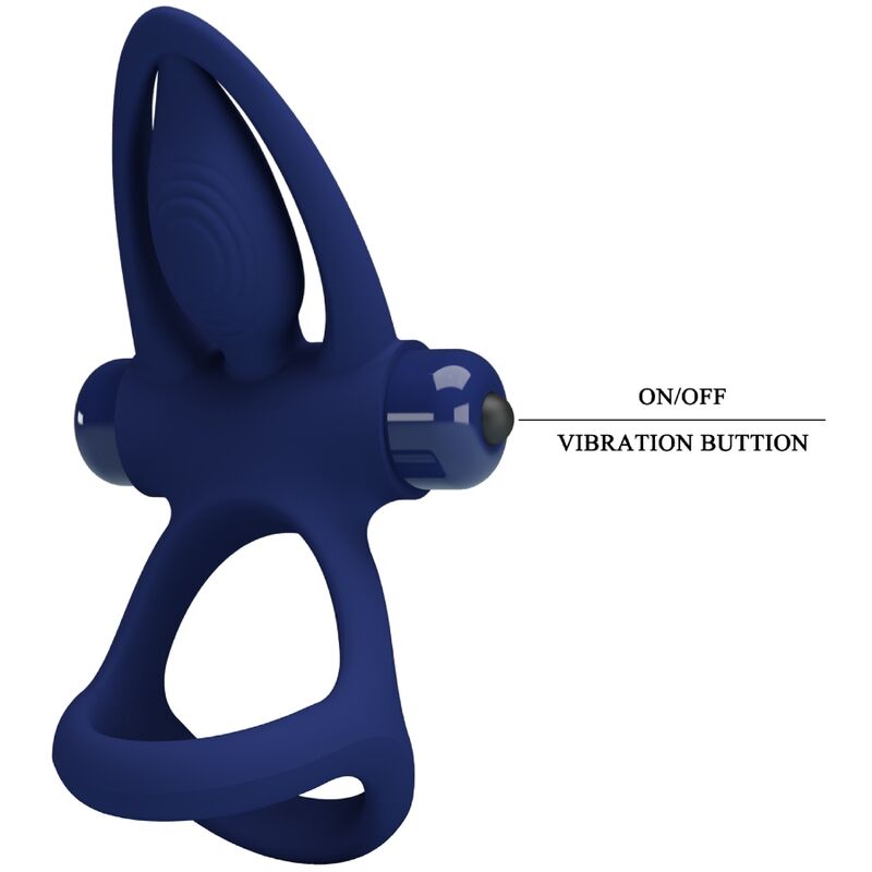 PRETTY LOVE – MAT DOUBLE RING WITH VIBRATION & STIMULATOR BLUE