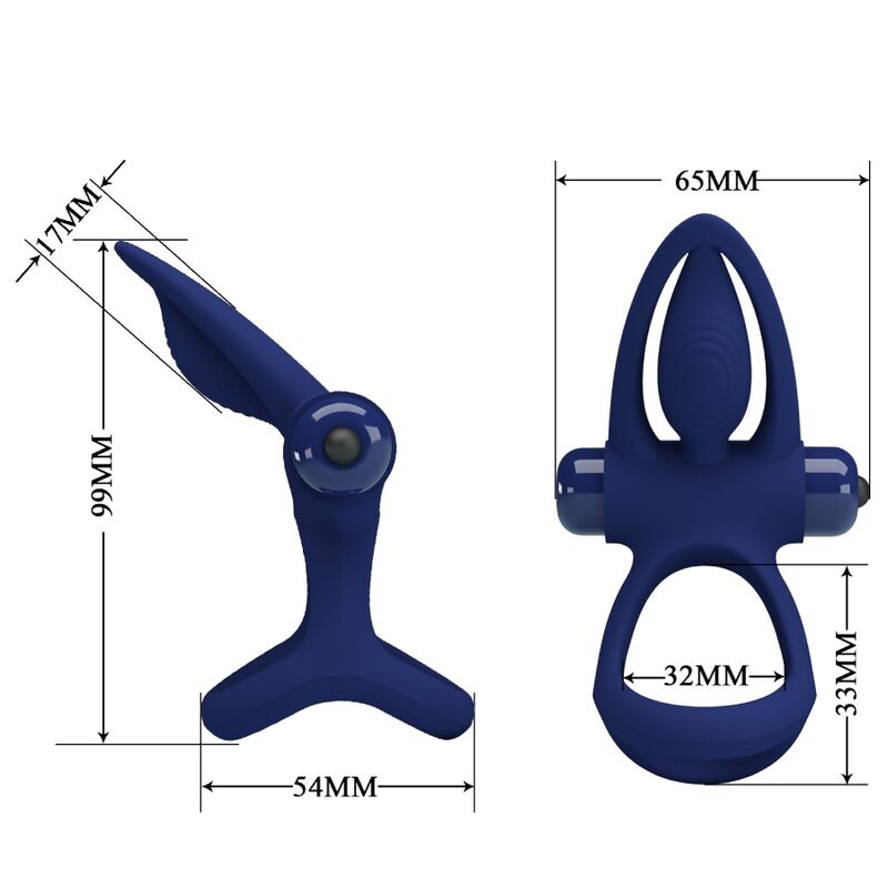 PRETTY LOVE – MAT DOUBLE RING WITH VIBRATION & STIMULATOR BLUE