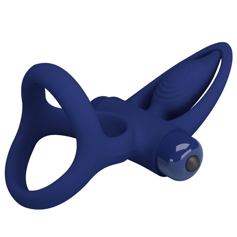 PRETTY LOVE – MAT DOUBLE RING WITH VIBRATION & STIMULATOR BLUE