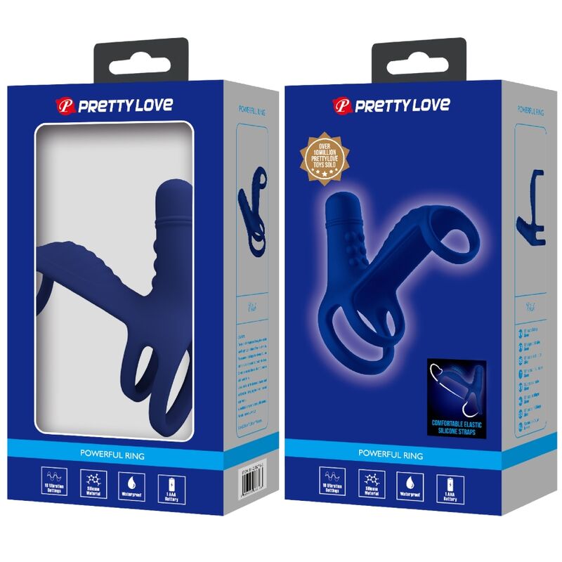 PRETTY LOVE – Elish Vibrationsring mit Penishülle, Blau