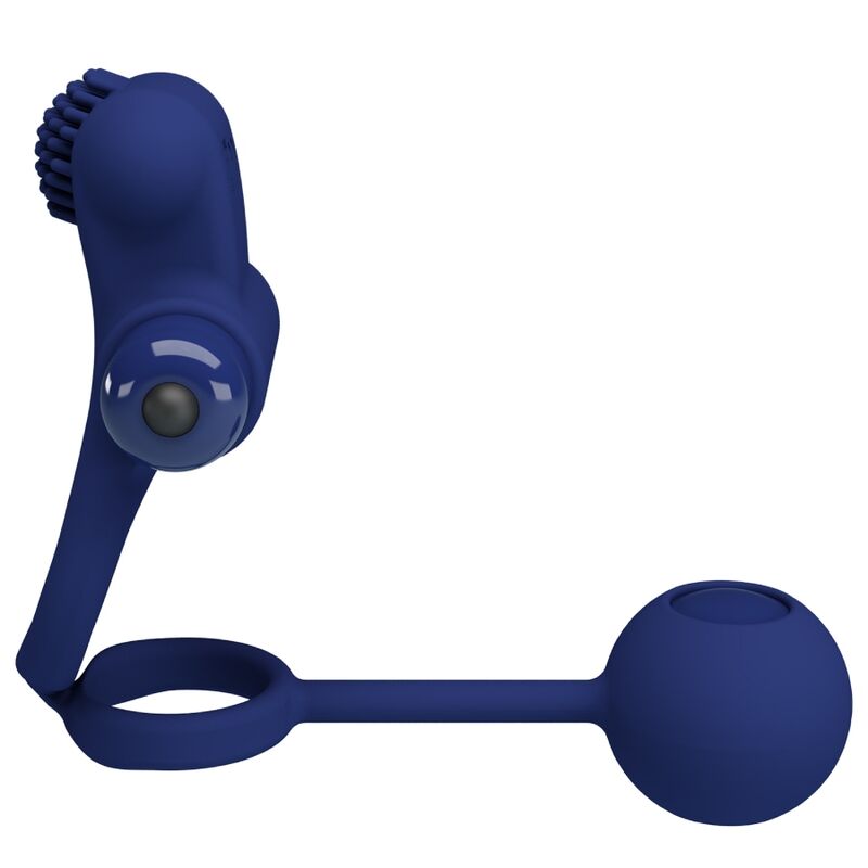 PRETTY LOVE – Remington Doppelvibrationsring mit Klitoris-Kugel, Blau
