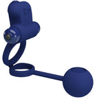 PRETTY LOVE – Remington Doppelvibrationsring mit Klitoris-Kugel, Blau