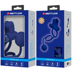 PRETTY LOVE – Remington Doppelvibrationsring mit Klitoris-Kugel, Blau