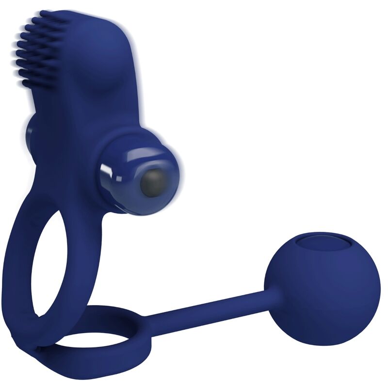 PRETTY LOVE – Remington Doppelvibrationsring mit Klitoris-Kugel, Blau