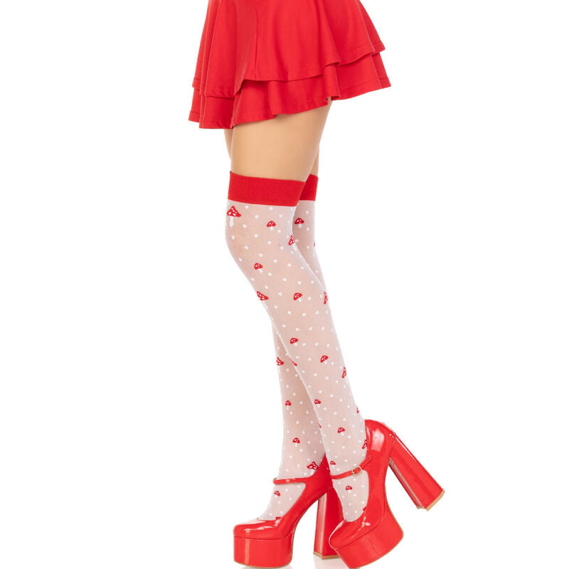 LEG AVENUE – MUSHROOM HIGH SOCKS RED/WHITE